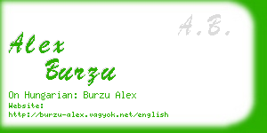 alex burzu business card